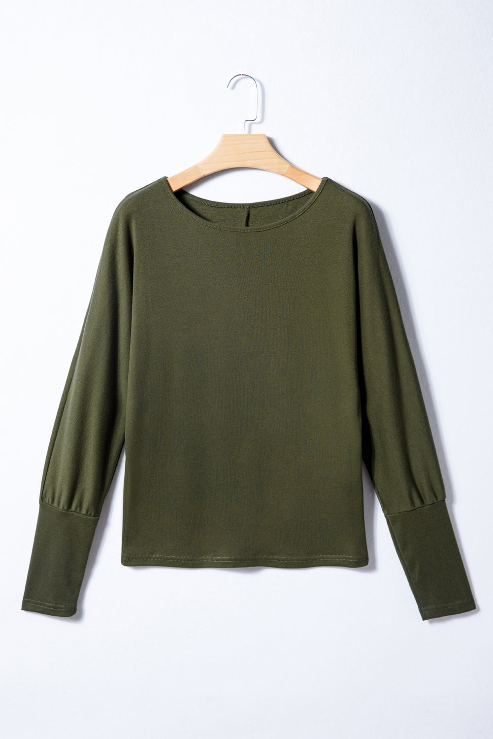 Four Leaf Clover Solid Color Extended Cuffs Long Sleeve Top