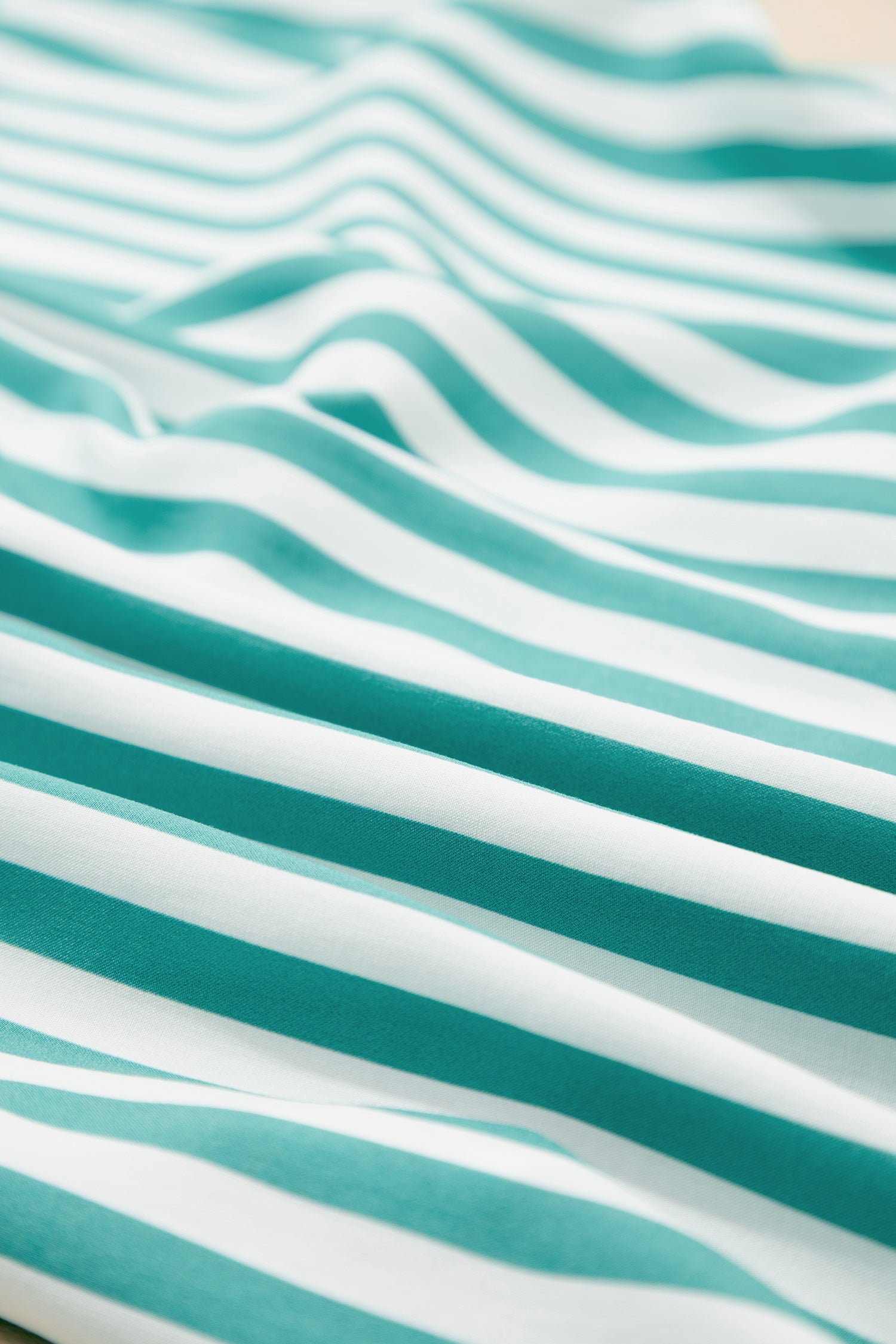 Green Stripe Contrast Ricrac Trim Long Sleeve Shirt Drawstring Ruffled Pajama Short Set