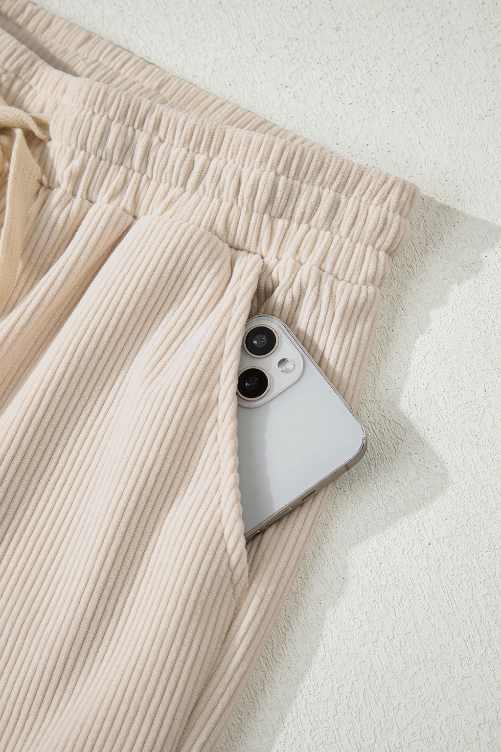 Jet Stream Drawstring Elastic Waist Casual Corduroy Pants