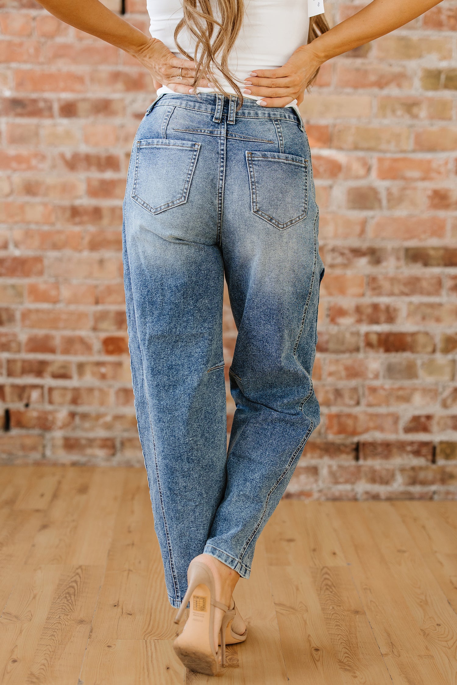 Dusk Blue Vintage Washed Seam Detail Shift Jeans