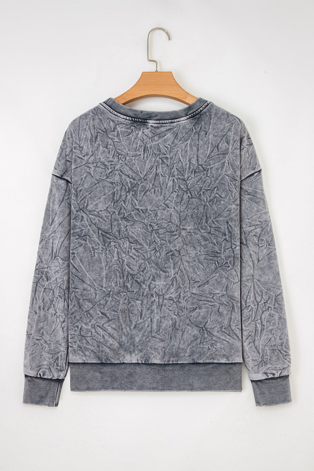 High-rise saved by grace Letter Embroidery Mineral Wash Loose Sweatshirt