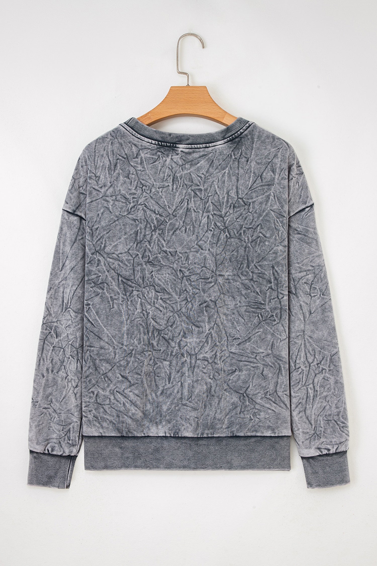 High-rise saved by grace Letter Embroidery Mineral Wash Loose Sweatshirt