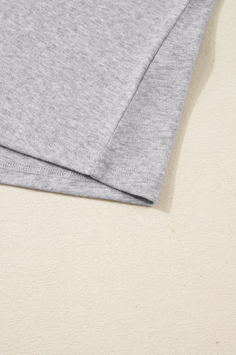 Gray Hollowed Lace Ribbed Knit Long Sleeve Patchwork Top