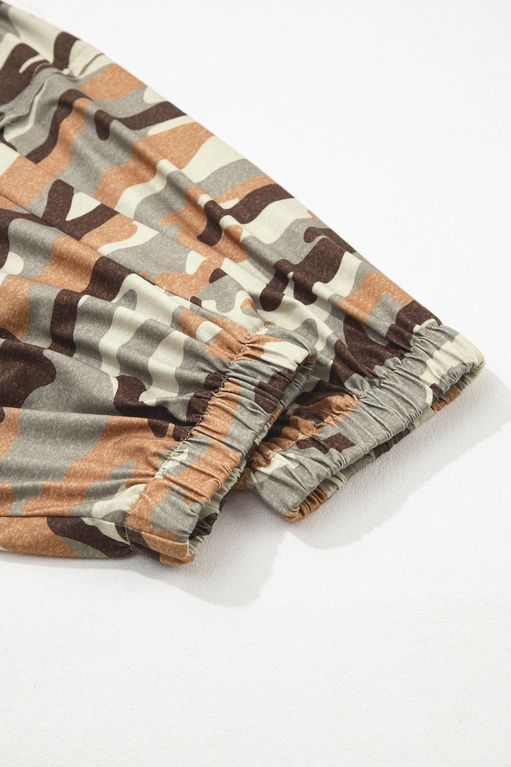 Green Camouflage Printed Drawstring Elastic Waist Jogger Pants