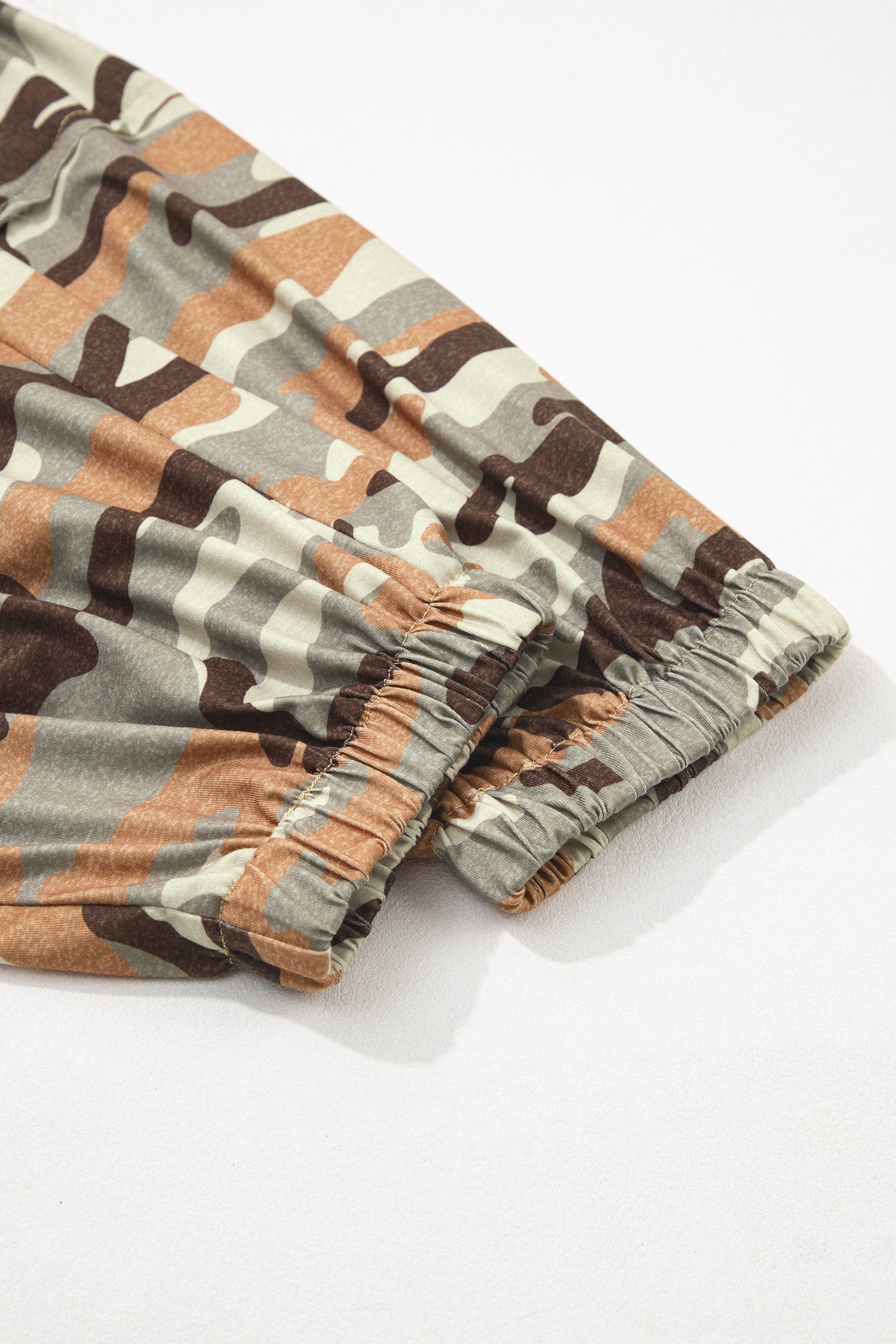 Green Camouflage Printed Drawstring Elastic Waist Jogger Pants