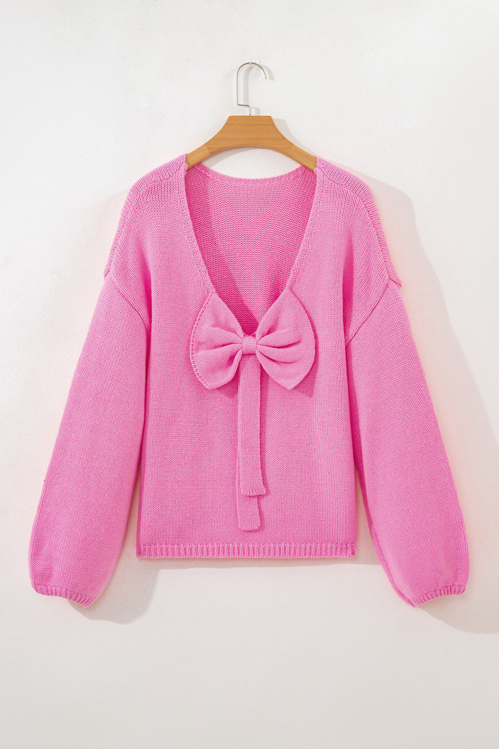 Bonbon Festive Bow Backless Bubble Sleeve Sweater