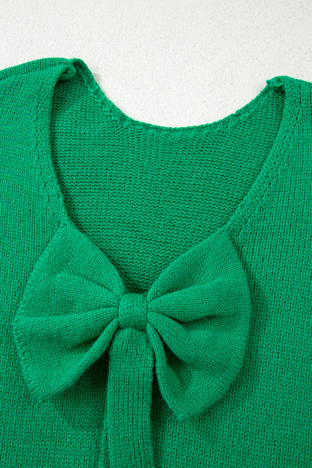 Bright Green Bow Backless Bubble Sleeve Sweater