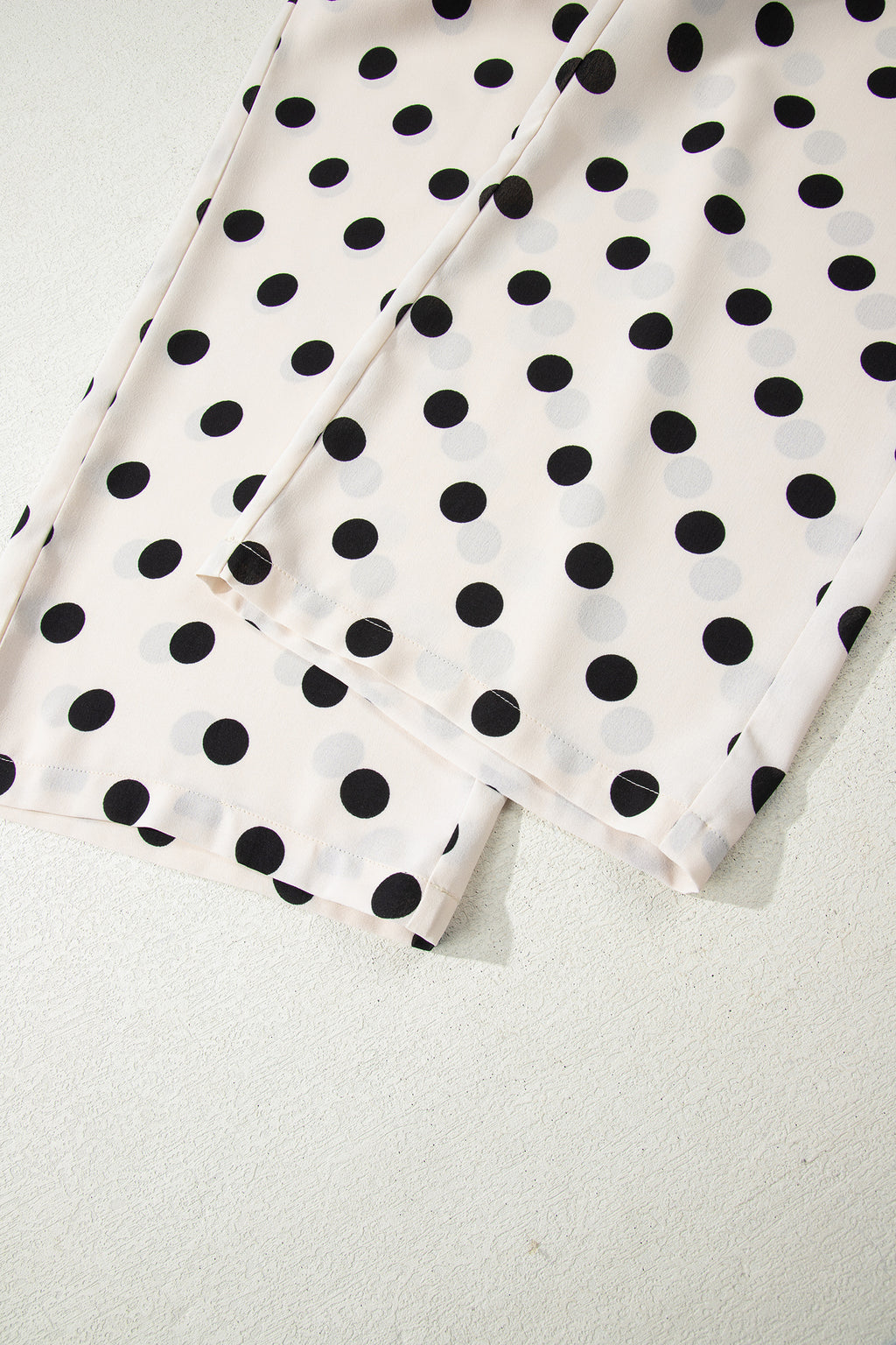 White Polka Dot Print Patched Pocket Loose Pants