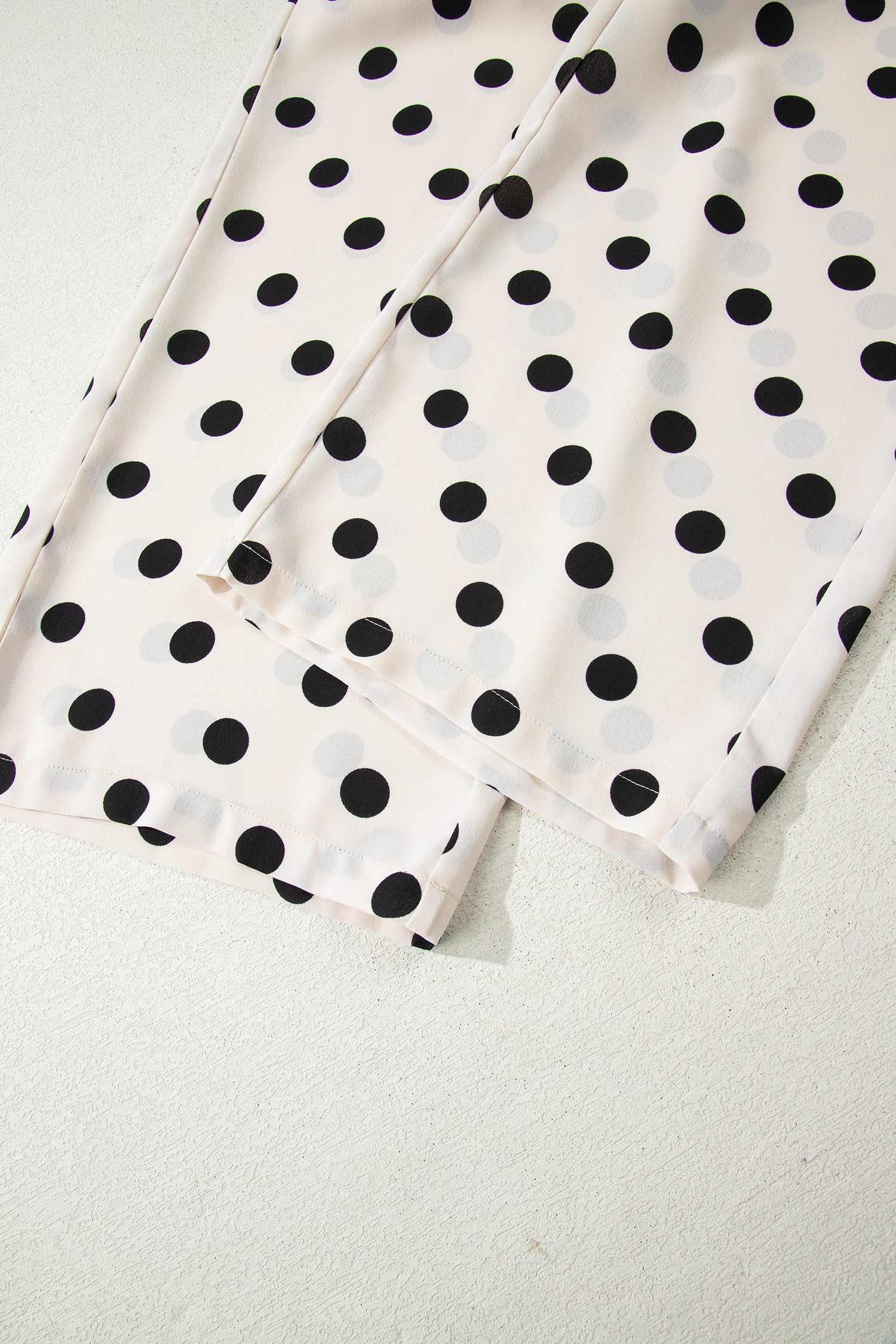 White Polka Dot Print Patched Pocket Loose Pants