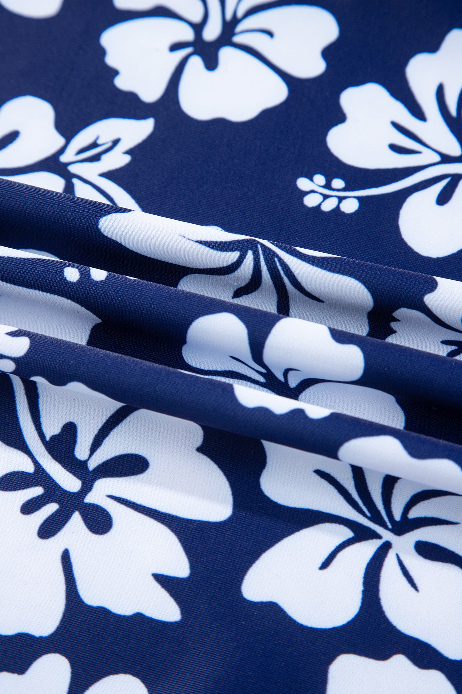 Blue Floral Print Patchwork Bow Knot Detail Sleeveless Swim Dress