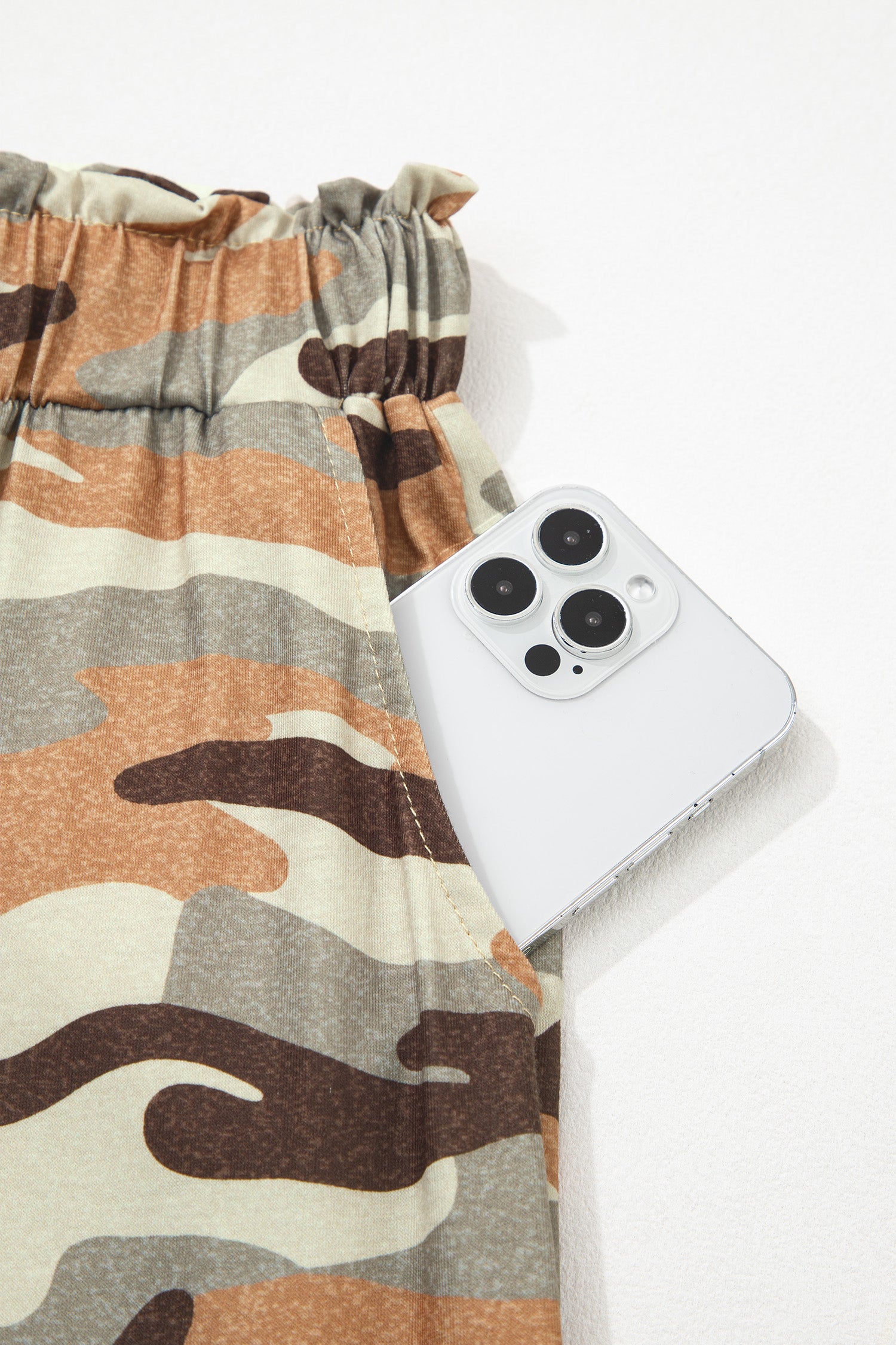 Green Camouflage Printed Drawstring Elastic Waist Jogger Pants