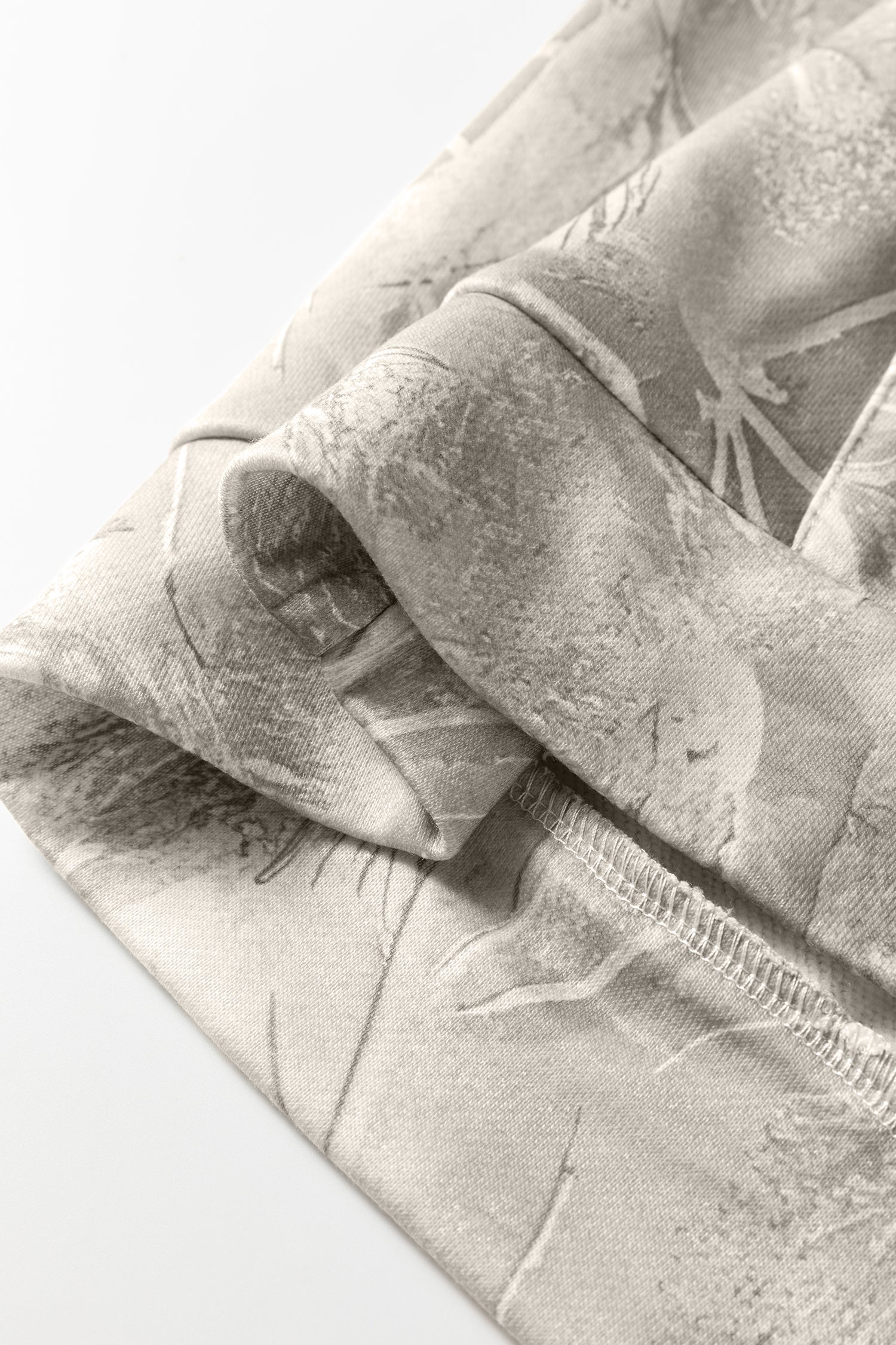 Beige Camouflage Woodland Print Oversized Sporty Hoodie