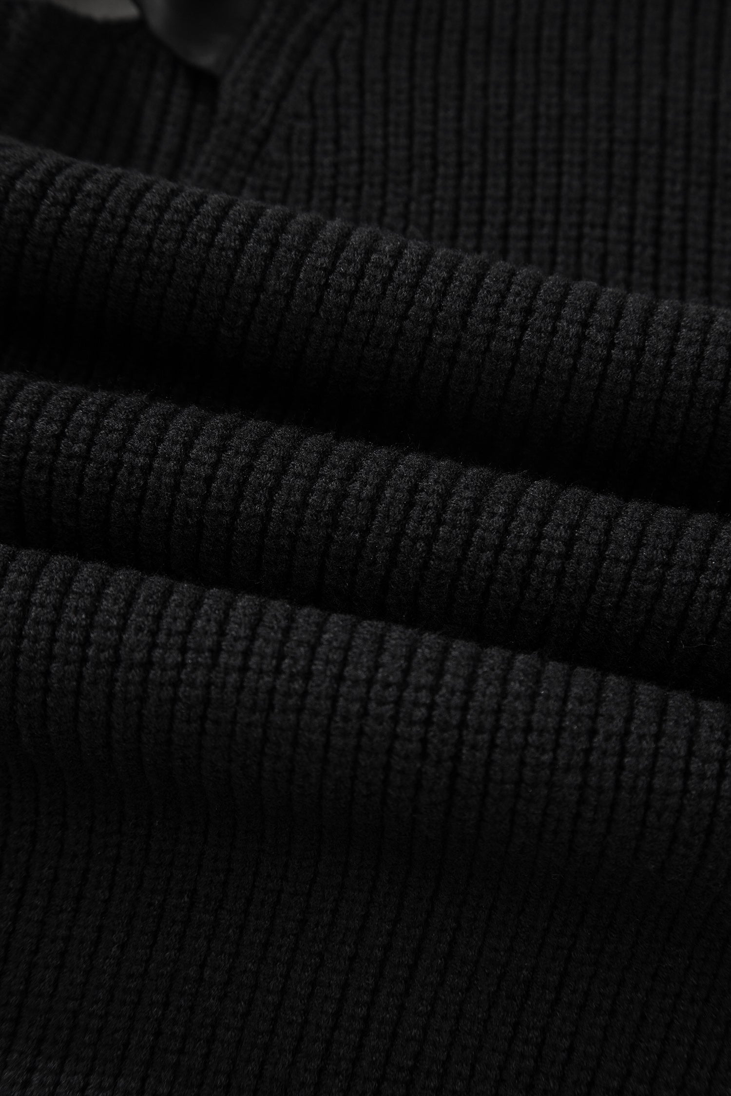 Black Ribbed Knit Ribbon Knot Backless Drop Shoulder Sweater