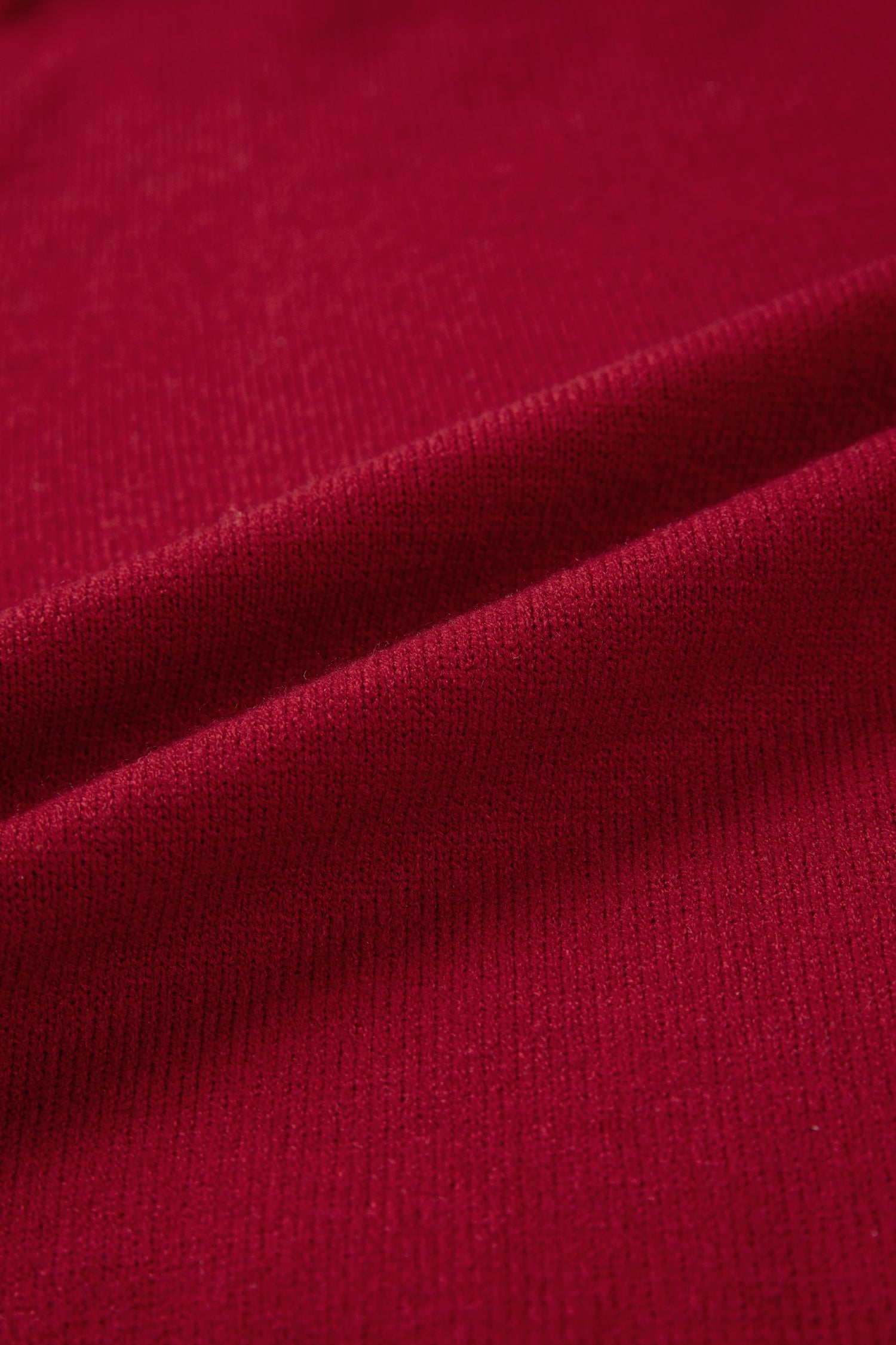 Racing Red Lace Trim Patchwork Buttoned Cuffs Loose Sweater