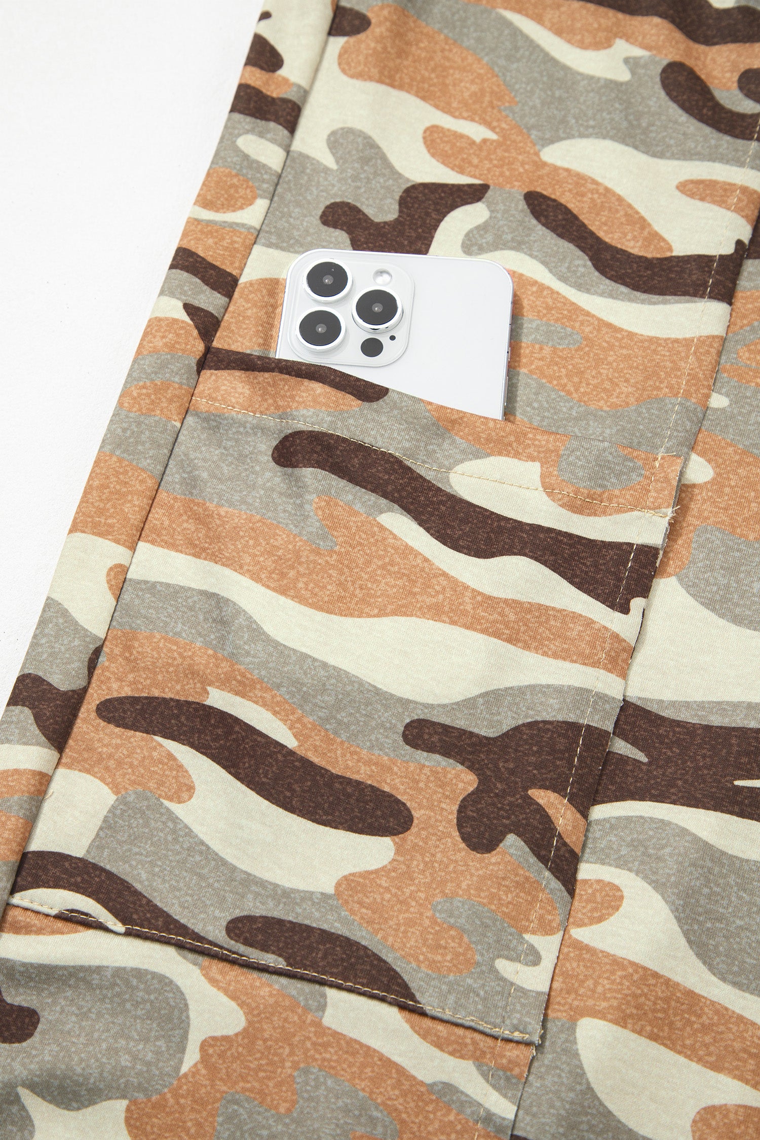 Green Camouflage Printed Drawstring Elastic Waist Jogger Pants