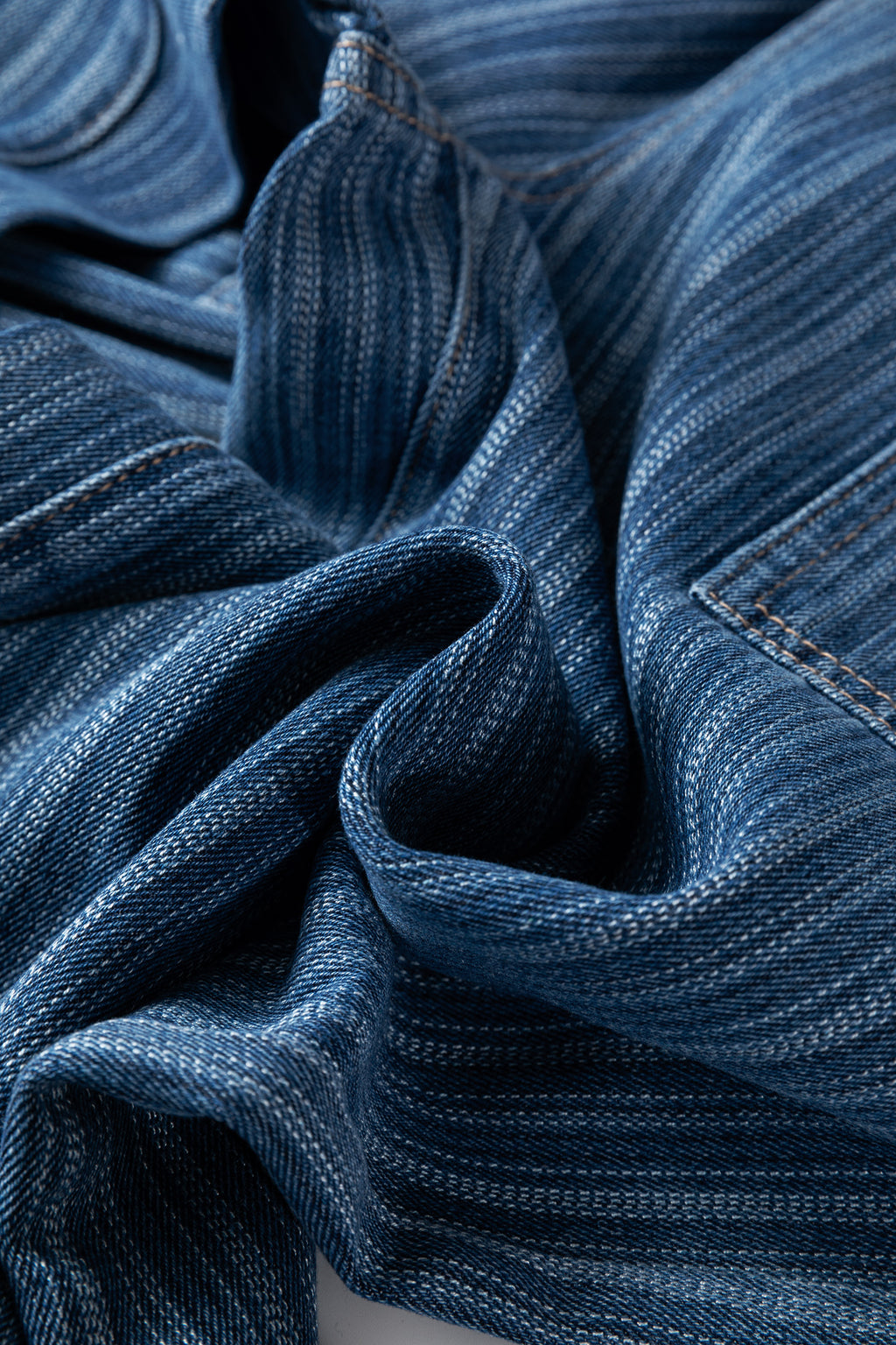 Blue Stripe Contrasted Drawstring Pocketed Loose Jeans