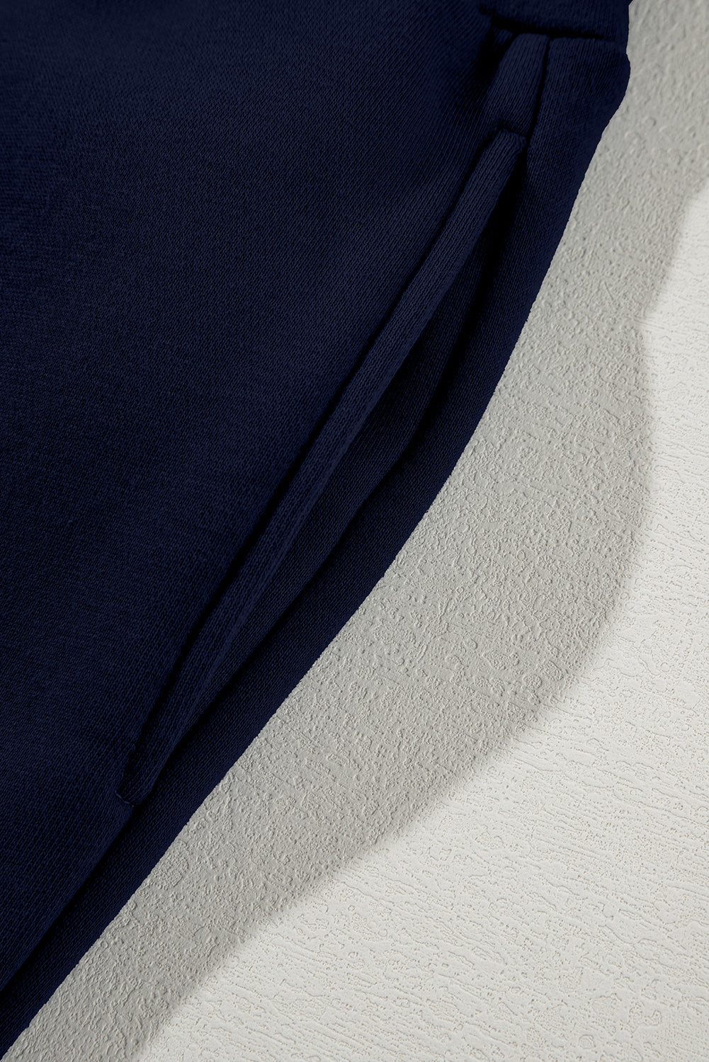 Navy Blue Drop Shoulder Zip Up Jacket Drawstring Pants Active 2pcs Set