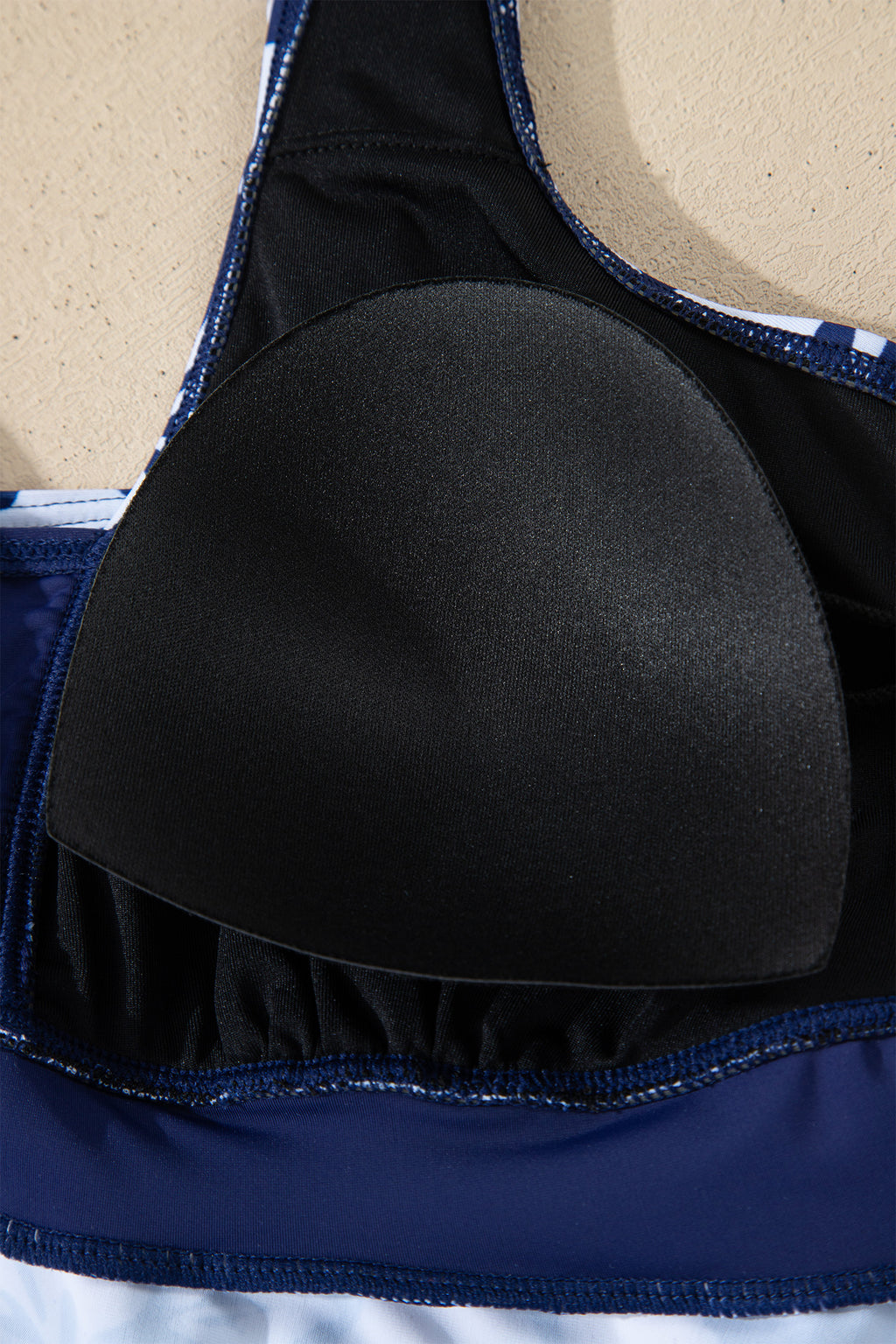 Blue Floral Print Patchwork Bow Knot Detail Sleeveless Swim Dress