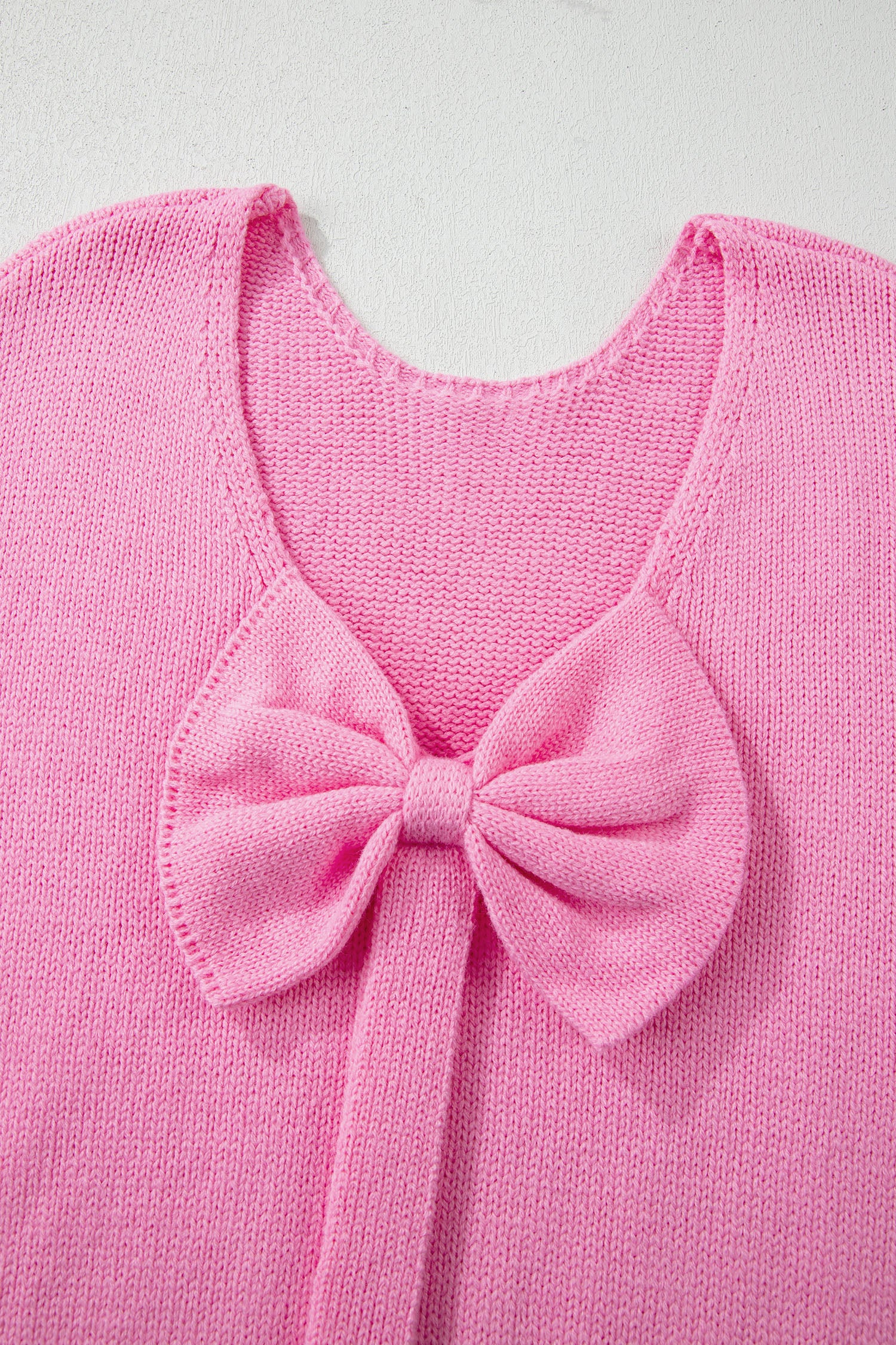 Bonbon Festive Bow Backless Bubble Sleeve Sweater