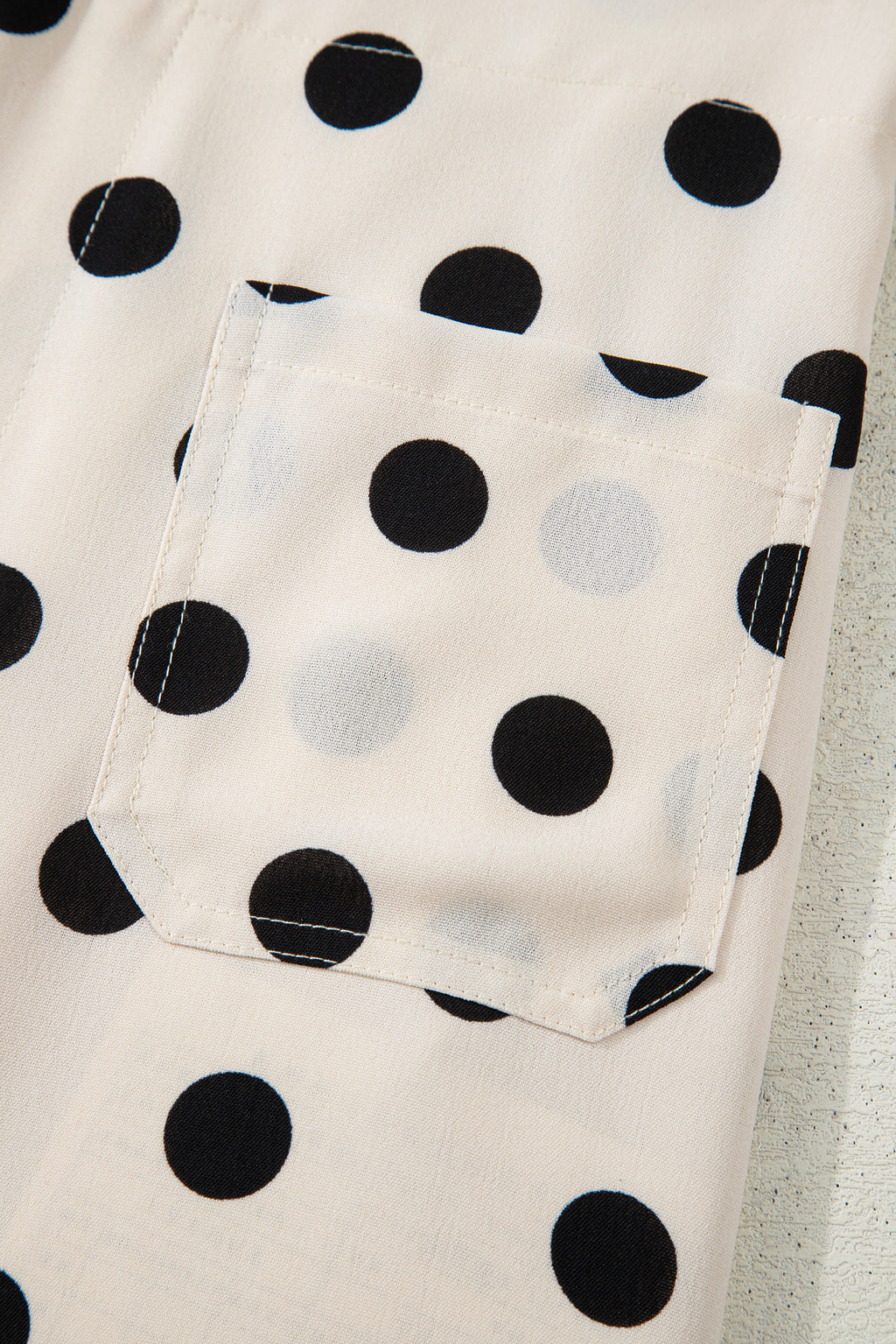 White Polka Dot Print Patched Pocket Loose Pants
