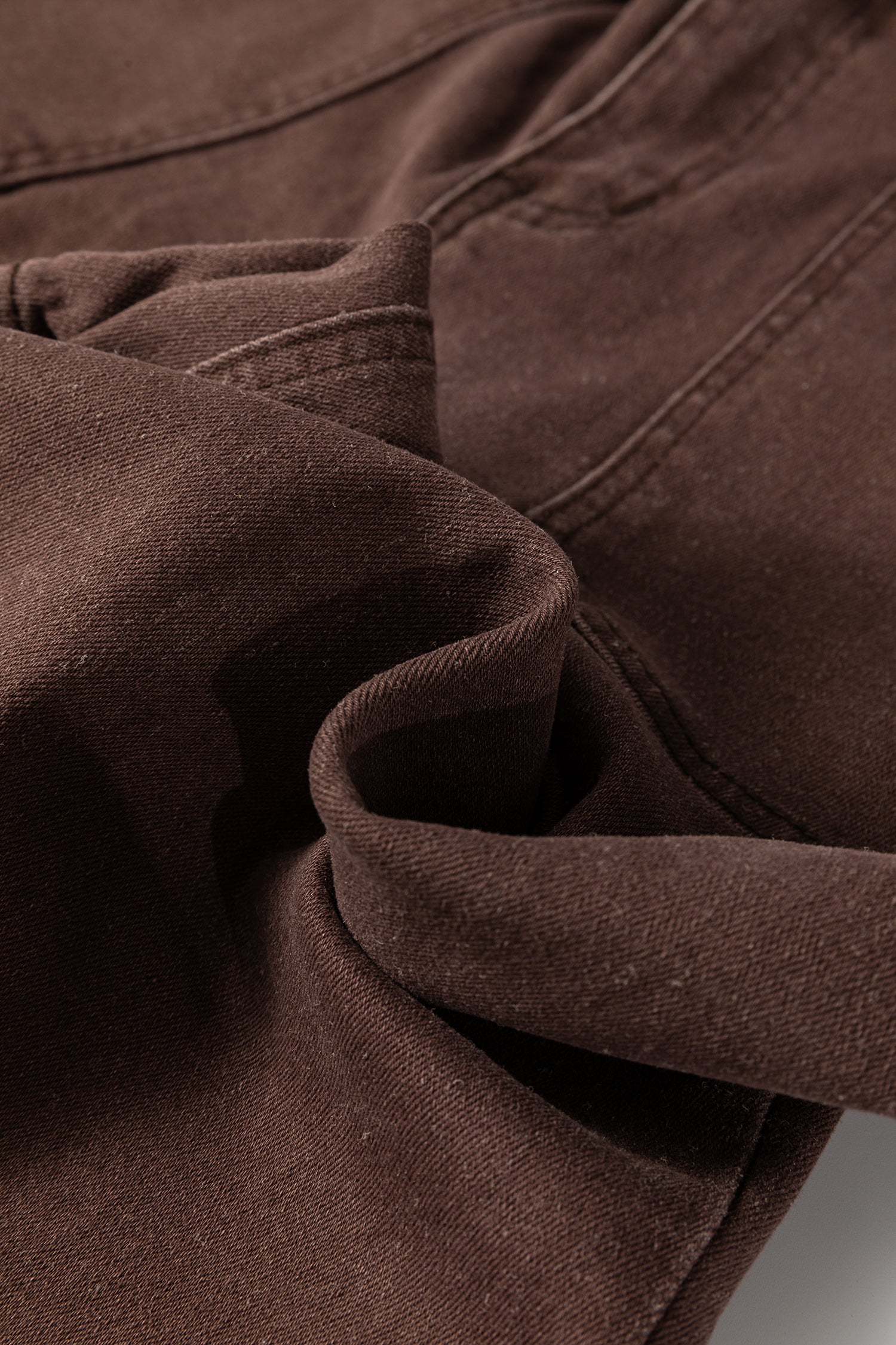 Dark Brown Retro Washed Patch Pocket Loose Jeans