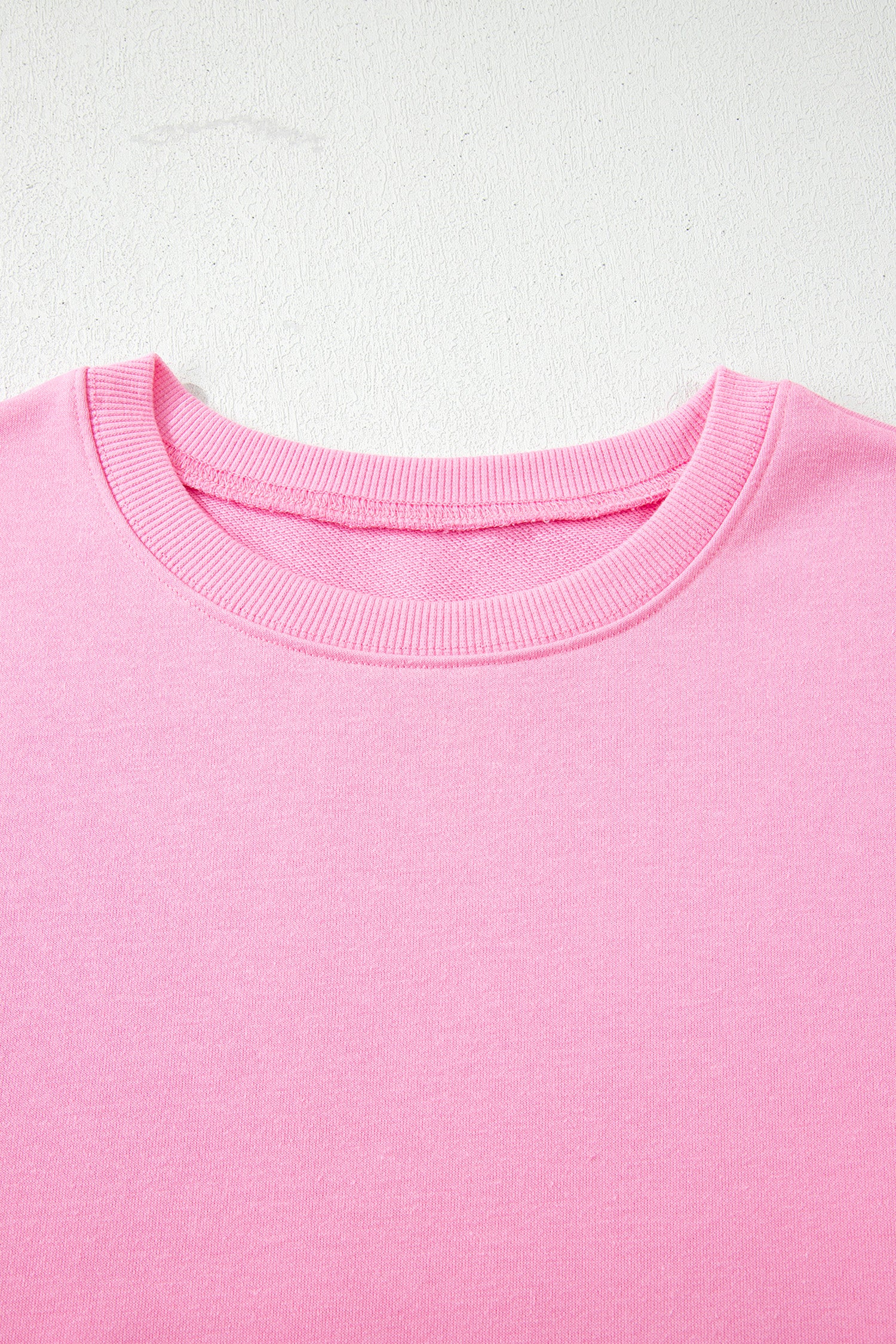 Pink Floral Bow Patched Exposed Seam Patchwork Slit Baggy Sweatshirt