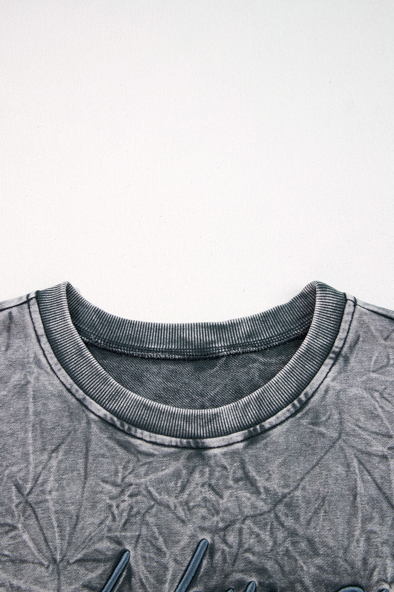 High-rise saved by grace Letter Embroidery Mineral Wash Loose Sweatshirt