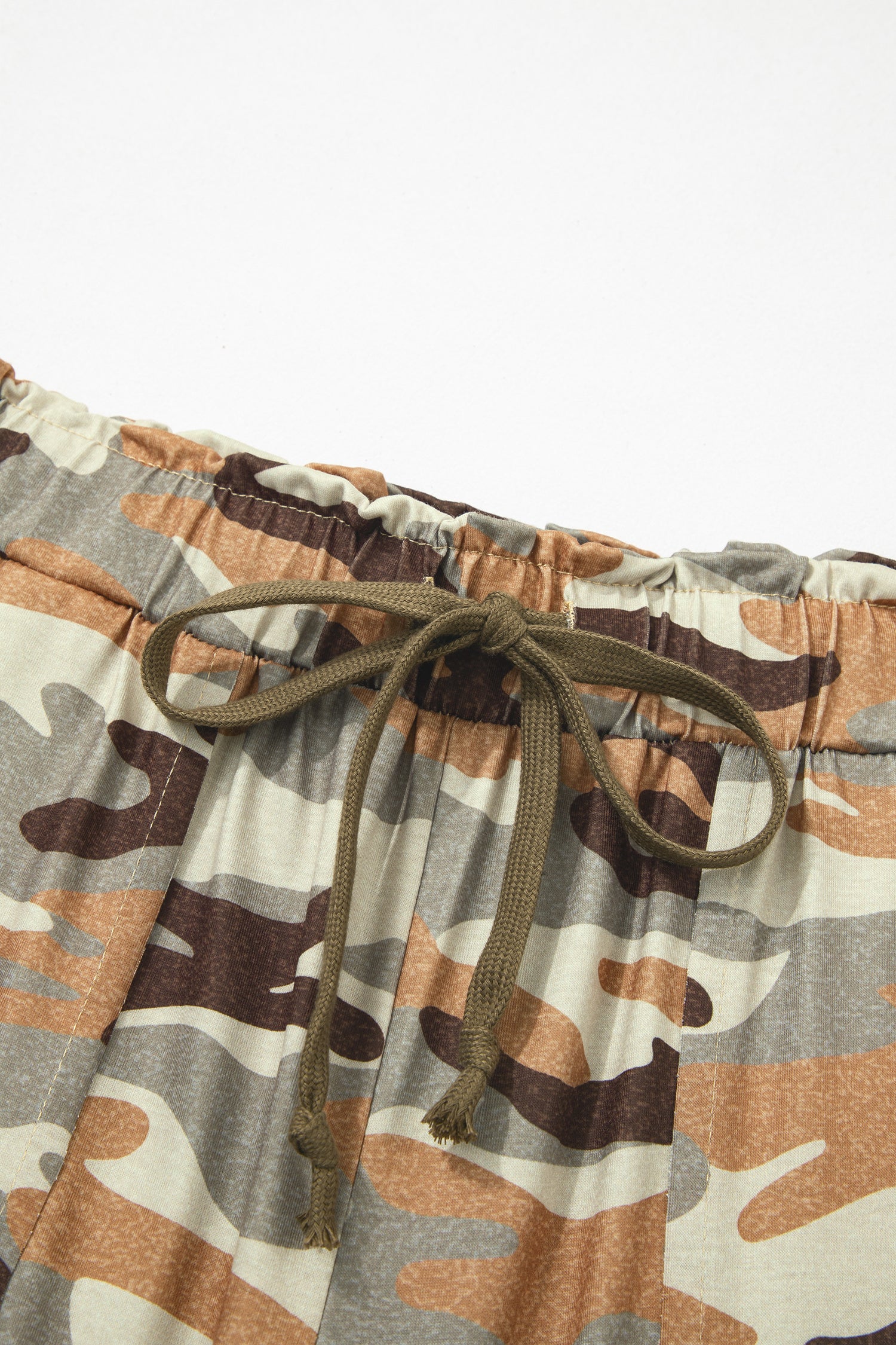 Green Camouflage Printed Drawstring Elastic Waist Jogger Pants